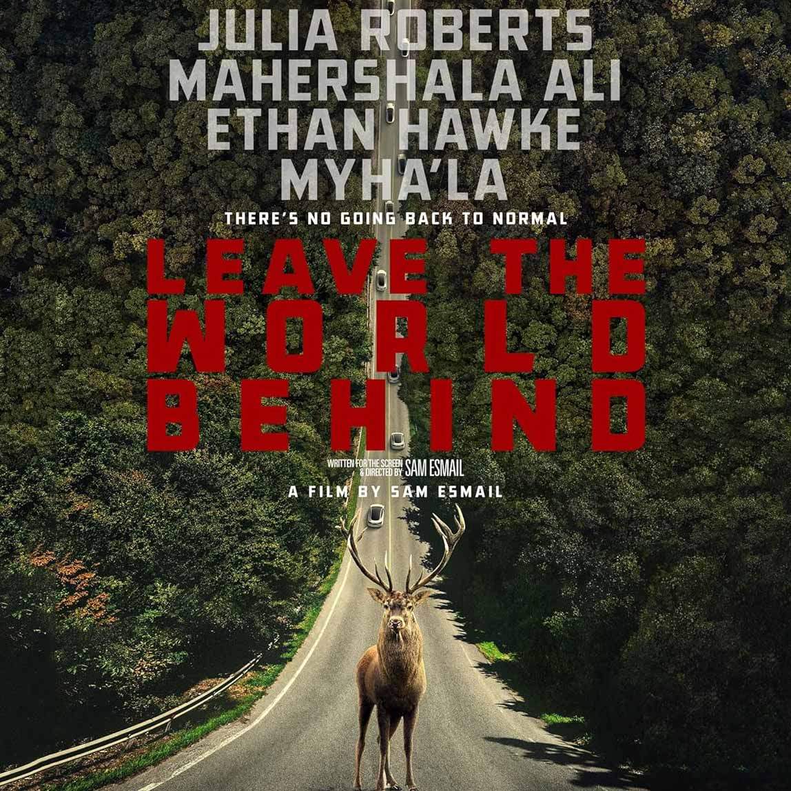 فیلم leave the world behind، شرایط آخرالزمانی آمریکا را باری دیگر و به گونه‌ای دیگر به تصویر می‌کشد. این فیلم بر خلاف فیلم‌های ماورایی یا فضایی با علتی ساده یعنی اختلال تعمدی در تکنولوژی، فروپاشی و نابودی آمریکا را مصور می‌کند.